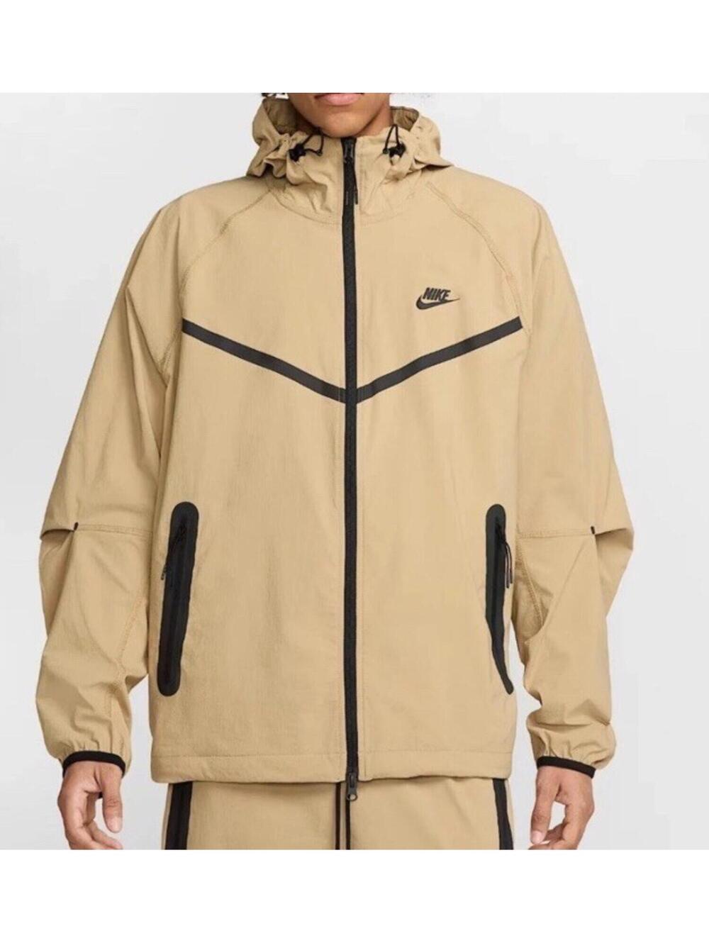 $145 Nike Tech Windrunner Woven Jacket Hoodie Parachute Beige HM7151-297 Men's M - Picture 3 of 10